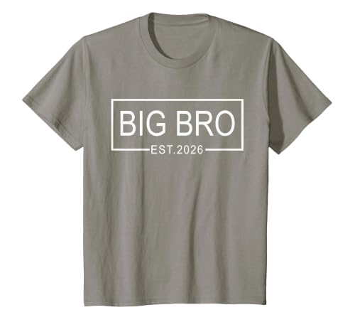 Big Bro Est. 2026 New Big Brother Pregnancy Announcement T-Shirt, Youth, Slate Grey, Large