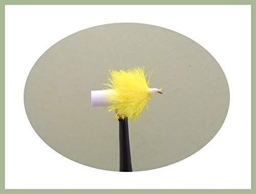 6 Pack of Yellow Foam Ass Blob Fishing Flies, Size 10