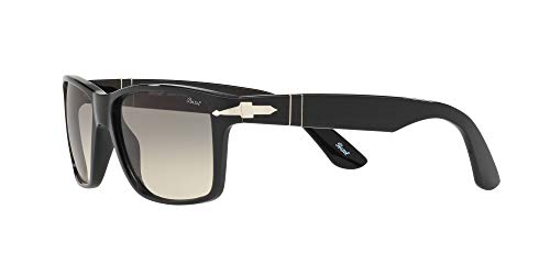 Persol PO3048S Polarized Rectangular Sunglasses, Black/Clear Gradient Grey, 58 mm - Thumbnail 3