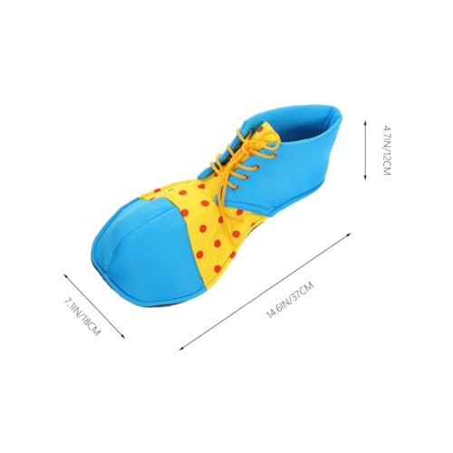 Clown Shoes Adult Men Women Funny Costume Accessories Round Head Shoes Prom Props Halloween (Blue+Yellow) - Image 2