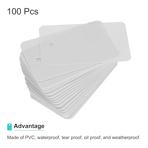 QUARKZMAN Wodoodporne plastikowe etykiety transportowe z pustym oczkiem, etykiety identyfikacyjne produktu, oznaczenie zaworu, zewnętrzne etykiety, 4 x 7 cm/1,57 x 2,76 cala, Pz100, szary