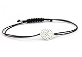  TEXTIL-ARMBAND Damen Lebensbaum 925 Silber Schwarz Baum des Lebens