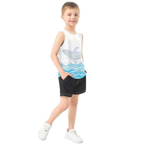 Boys Tank Top Shirts Cartoon Whale Sleeveless T-Shirts Crew Neck for Kids Clothing Children4