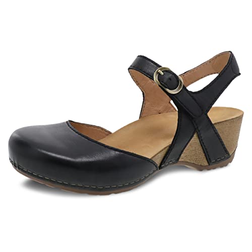 Image of Dansko Tiffani Wedge Sandal for Women - Cushioned, Contoured Footbed for All-Day Comfort and Support - Hook & Loop Strap with Buckle Detail - Lightweight Rubber Outsole