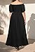 Women Black Maxi Dress Plus Size Summer Off Shoulder Casual Beach Split Long Flowy Smocked Tiered Sundress with Pocket