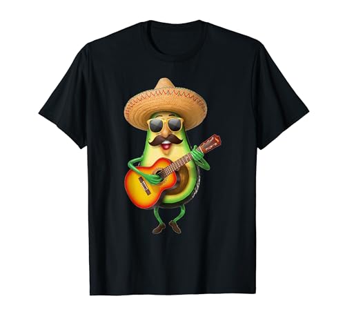 Guitarra aguacate para hombres y mujeres Fiesta Bass Guitar Apparel Camiseta
