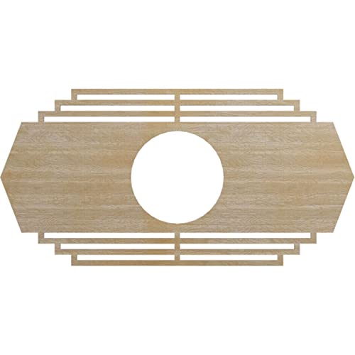Ekena Millwork 28"W x 14"H x 7 3/8"ID x 1/4"T Chrysler Wood Fretwork Pierced Ceiling Medallion, Birch