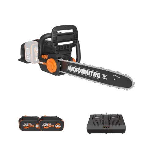 WORX Cordless Chainsaw, 40V 16", 2 Batteries & 4A Charger, WG385