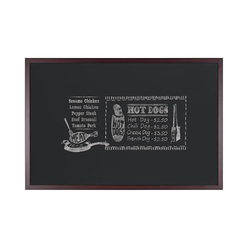 Bi-Office Optimum Tableau à Craie Noir 60x45 Cm - Cadre MDF Chêne Avec Support Craies