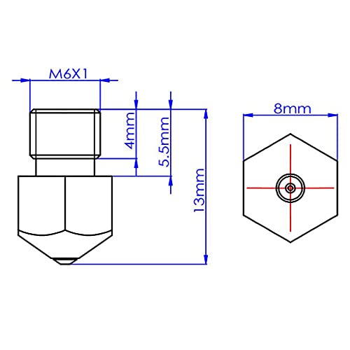 Miaoao Alta Temperatura MK8 Bico de Rubi 0.4mm Peças da Impressora 3D para 1.75mm Filamento PETG ABS