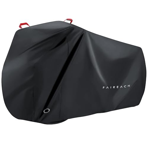 Faireach Funda para Bicicleta Exterior para 1-2 Bicicletas,Oxford Cubierta Protector Impermeable contra Lluvia UV Polvo para Montaña Carretera con Cinturón,200x110x70cm 210D Negro