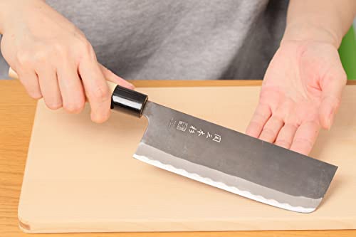 Seki Sanbonsugi Japanese Utility Chef Kitchen Knife, Kurouchi Carbon Tool Steel Nakiri Knife, Shiraki Wooden Handle, 165 Mm (6.5 In), Made In Seki Japan #TOP5