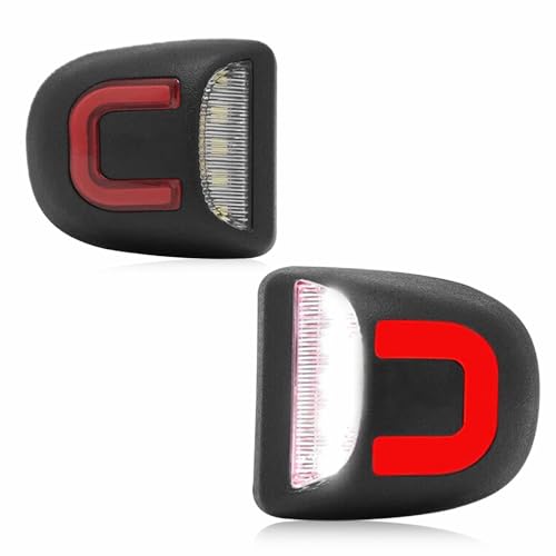 Image of LESAUCE Red U-shaped LED License Plate Lights Tag Lamp Assembly Replacement for Chevy Silverado 1500 2500 3500 Suburban Tahoe GMC Sierra Yukon XL, 6000K White, Pack of 2