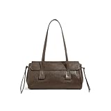 PDSSUNNY Bolso Baguette de Piel de Curtido Vegetal para Mujer, Bolso de Hombro Clásico para Oficina y Diario Marrón Oscuro