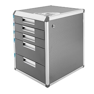 Cajones Organizador para documentos con candado 5 compartimentos de metal gris 12,4 x 13,8 x 16 pulgadas, estable para oficina y hogar, práctica caja de cajones para un almacenamiento seguro y ahorro
