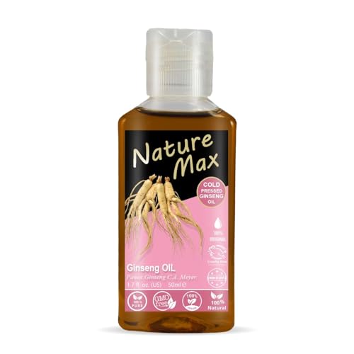 Nature Max Ginseng Oil Natural Undiluted Pure for Hair Skin Care & Food Cold Pressed (1Pack = 1.70 oz / 50 ml) زيت جنسنج