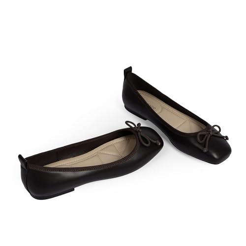 Image of Modatope Womens Flats Ballet Ballerina Flats for Women | Bow Bowknot Square Toe Slip on Flats, Dressy Comfort Ballet Shoes for Work, Driving, School, Travel & Daily Outings