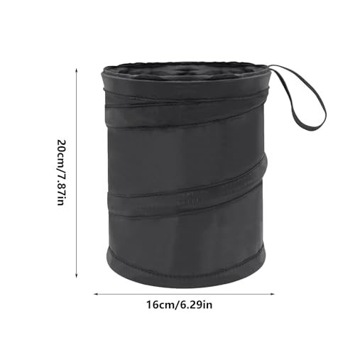 Image of Car Trash Can, 2 Packs Mini Collapsible Pop-up Car Garbage Can, Waterproof Hanging Trash Bag with Velcro, 1 Gallon Black Car Trash Bin for Travel, Picnic & Camping