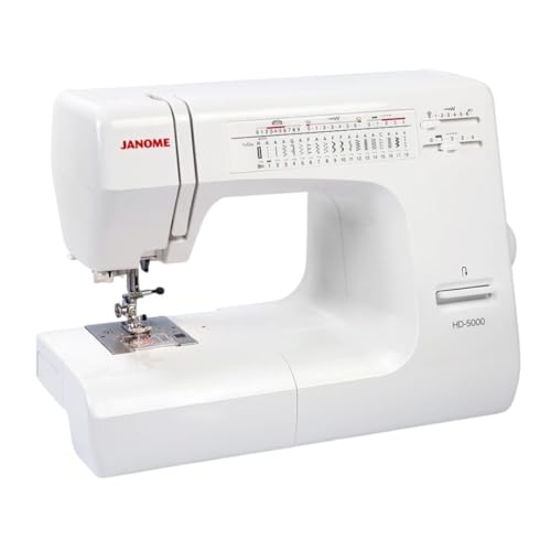 Janome HD-5000 Heavy Duty Sewing Machine with Aluminum Body, 18 Stitches, Free Arm, and Built-In Needle Threader (White) - Thumbnail 3