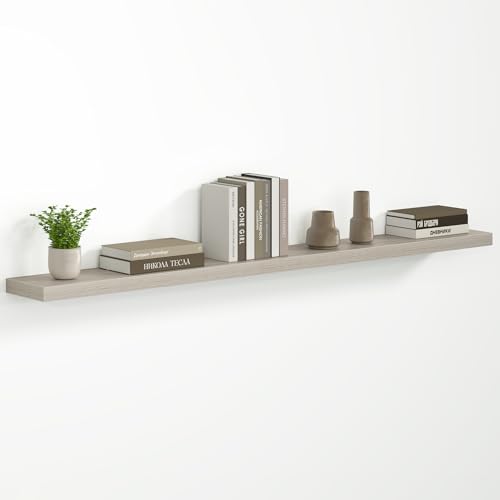 Fun Memories 66 Inch Floating Shelves - Fireplace Mantel Shelf - Deep Wall Mounted Wood Storage Shelf for Bedroom, Kitchen, Farmhouse - 1 Pack, Grey
