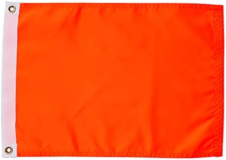 SYII Orange Boat Flag 12x18 Inch Outdoor, Heavy Duty Solid Color Nylon UTV ATV Attention Safety Flags with 2 Brass Grommets for Boating Car Bike Yacht Construction