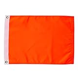 SYII Orange Boat Flag 12x18 Inch Outdoor, Heavy Duty Solid Color Nylon UTV ATV Attention Safety Flag