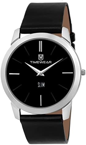 TIMEWEAR Analog Slim Two Hands Leather Strap Watches for Men