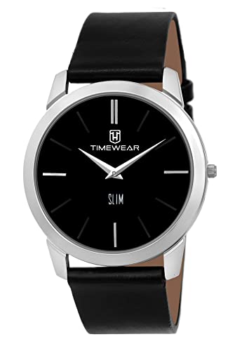 TIMEWEAR Analog Slim Two Hands Leather Strap Watches for Men
