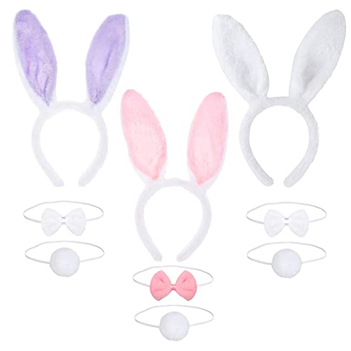REDSTAR 3 Set Easter Bunny Costume with Bunny Ears Headband, Bowtie, and Tail - Perfect Bunny Outfit for Role Play, Cosplay, Halloween Party, and Easter Celebration - Rabbit Costume Kids or Adult