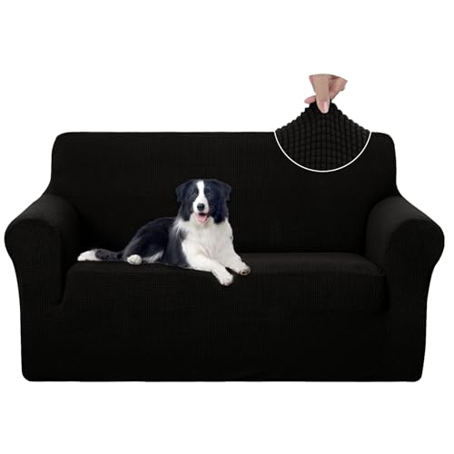 U-NICE HOME Loveseat Cover Stretch Couch Cover Sofa Slipcover, Black