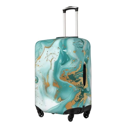 Teal Gold Marble Luggage Cover Washable Elastic Suitcase Cover Anti-Scratch Travel Luggage Protector Covers for Kids Adult M fits 22-24 inch Suitcase2