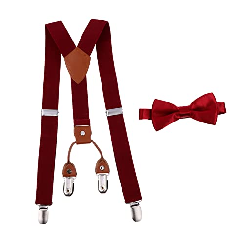 TOVINANNA Suspenders Bow Tie Decor Strong Clips Elastic Y-back for Comfort Adjustable for Heights