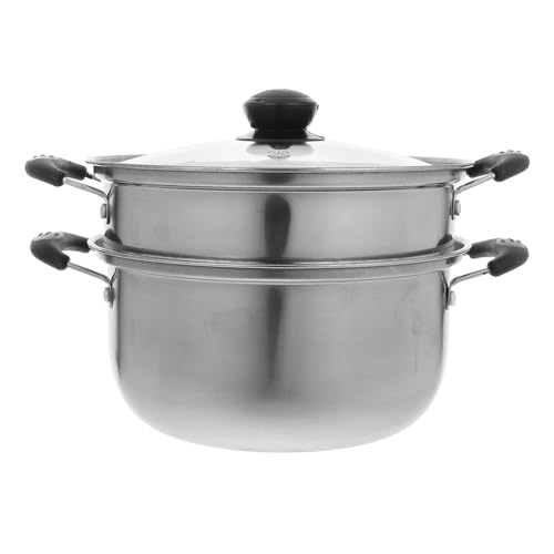 Olla de sopa con vaporizador de acero inoxidable grueso para estufa eléctrica 5