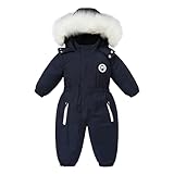 Verve Jelly Baby Girls Snowsuit Infant Winter Clothes Toddler Kids Winter Warm Hooded Down Jacket Coat Girls Puffer Jacket Navy Blue 90 2-3 Years