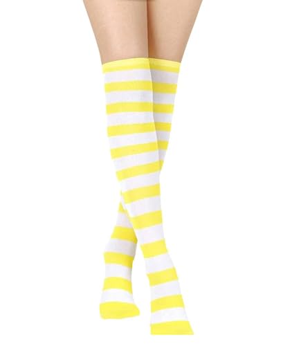 Womens Thigh High Socks Athletic Stripe Cute Colorful Over the Knee High Sock Colorful Long Tube Sock