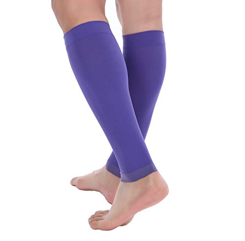 Image of Premium Calf Compression Sleeve 1 Pair 20-30mmHg Strong Calf Support Fashionable COLORS Graduated Pressure for Sports Running Muscle Recovery Shin Splints Varicose Veins Doc Miller (Violet, Small) | Graduated Support for Running, Shin Splints, Calf Strain, Knee High, Small to 6XL Plus Size