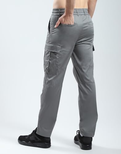 Image of Monte Carlo Men's Regular Fit Cargo Pants | Solid Pattern Casual Trousers | Drawstring Closure | Stylish & Comfortable Everyday Wear Cargo for Men's
