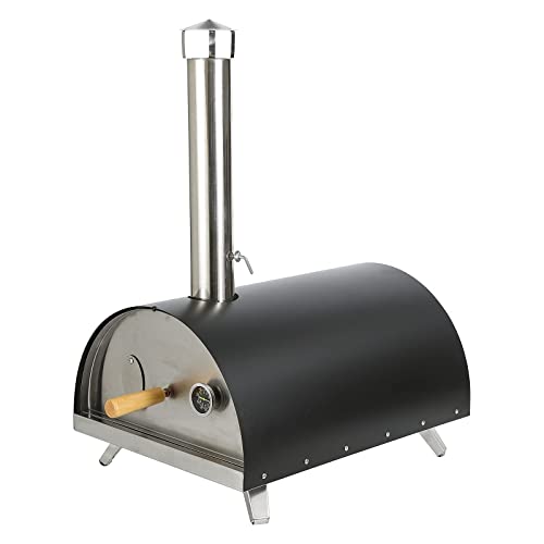 Outdoor Pizza Oven Updated, Portable Wood Pizza Oven with 12" Pizza Stone and Instruction, 2-Layer Stainless Steel Construction, Wood Pellet Burning Pizza Maker Ovens for Garden, Patio, and Courtyard