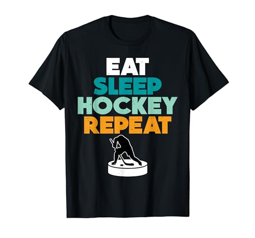 Eat Sleep - Regalos repetitivos de hockey sobre hielo para hombres, mujeres, niños y niños Camiseta