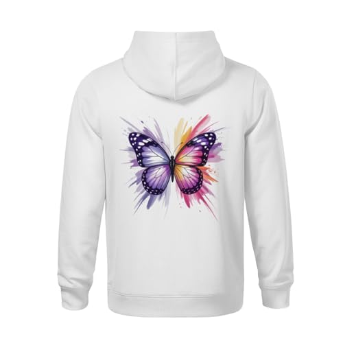 Kids Watercolor Purple Butterfly Boys Girls Lightweight Kangaroo Pocket Fleece Hoodies3