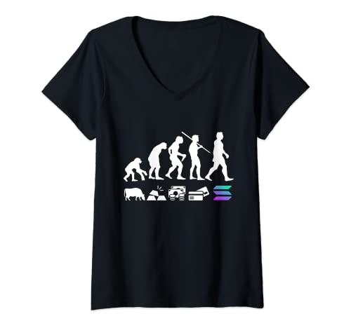 Womens Solana Evolution of Money | The Solana Crypto V-Neck T-Shirt