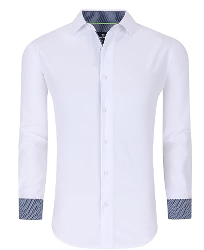 Men Slim Fit Performance Long Sleeve Solid Dress Shirt