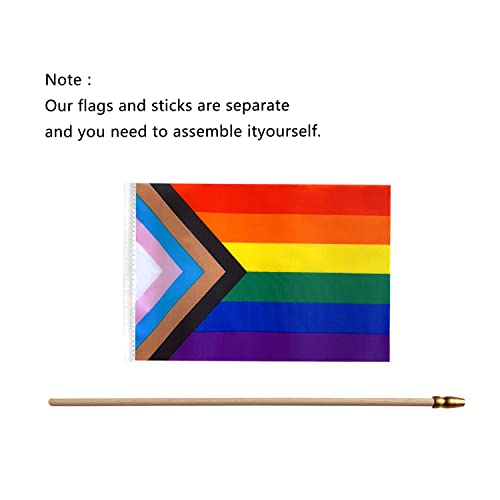 Lovevc Progress Rainbow Pride Stick Flag Set Small Mini Hand Held Lgbtq Inlcusive Flags For Parades,Mardi Gras,5X8 Inch,20 Pack #TOP2