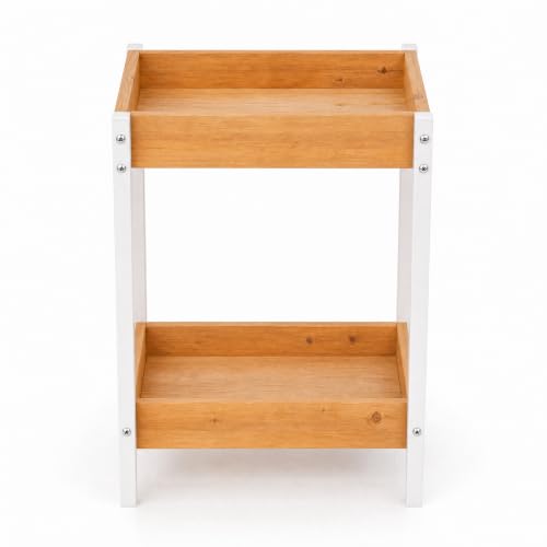 Lin Home Estantería Con 2 Estantes De Madera Y Metal 25x15x37.5cm - Mueble Auxiliar Multiuso Para Almacenaje, Ideal Para Baño, Cocina, Dormitorio