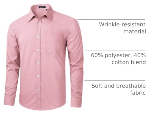 Image of HISDERN Mens Dress Shirts Long Sleeve Button Down Casual Shirts for Men Inner Contrast Formal Business Tuxedo Wedding Shirt