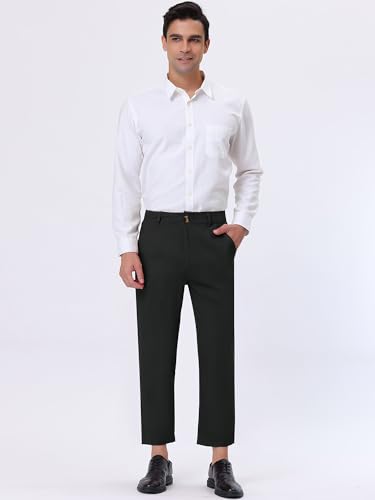 Lars Amadeus Solid Color Cropped Business Dress Pants for Men's Skinny Flat Front Suit Trousers3