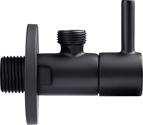 Cornat Design-Eckventil - 1/2 Zoll AG Wandanschluss - 3/8 Zoll Armaturenanschluss - Mit Griff - Aus Messing - Schwarz / Eckregulierventil / T3170051