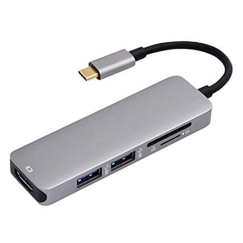 Mini USB Tipo C De Alumínio 5 Em 1 Adaptador De Hub 2 Leitor De Cartão USB 3.0 Para Macbook