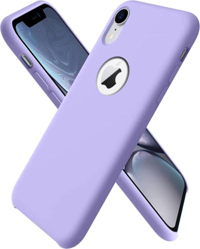 Image of Elzzi Back Cover for iPhone Xr Case, Shockproof Slim Camera & Full Body Protection Liquid Silicone TPU Cover with Logo Cut (6.1 Inch) -Purple