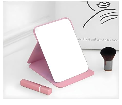 Image of Makeup Mirror with Magnification, for Desk Make Up, Magnifying Hand Held Mirror (Pink Leather)